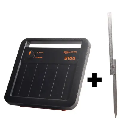 S100 Zonnepaneel schrikdraadapparaat incl. accu  (1,0J - Solar) met gratis stander